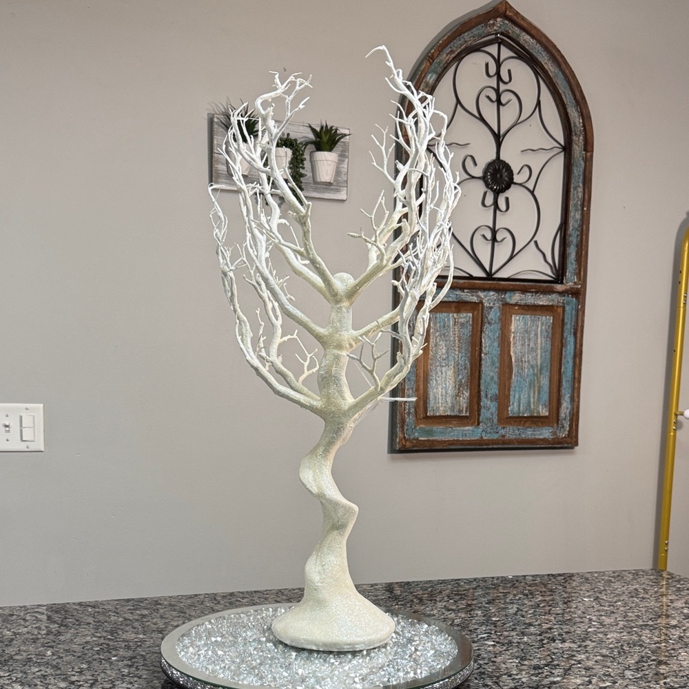 Elegant White glitter Tree Sculpture